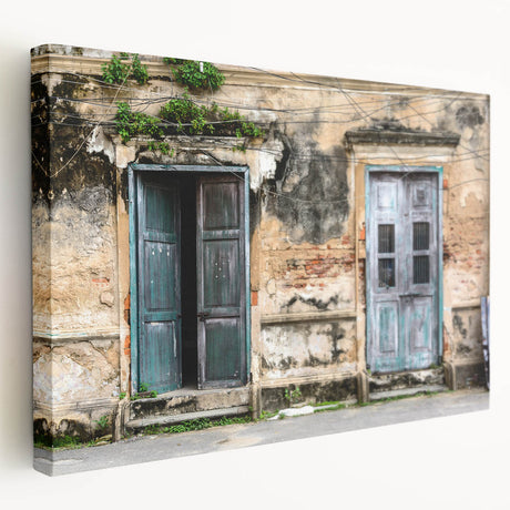 Large stretched canvas featuring a detailed architecture door design in neutral tones, ideal for kitchen wall art.