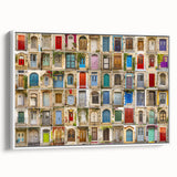 Framed canvas featuring a vintage poster of a black and white landscape painting, ideal for bedroom wall art.