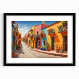 Extra large abstract art print featuring vibrant, colorful textures on a black framed canvas, ideal for living room decor.