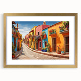 Textured abstract art print featuring a gold-framed door design in neutral tones, ideal for bedroom decor.