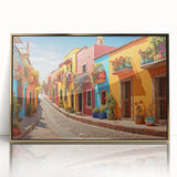 Mid-century modernist art of an ornate door design in gold and black tones, acrylic framed, suitable for nursery wall art.