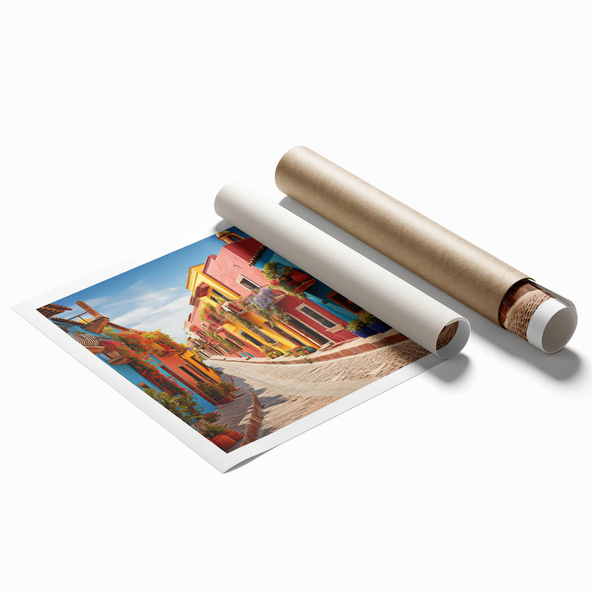 Extra large rolled print of a floral art piece in muted earth tones, ideal for classy bathroom wall decor.