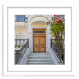 Extra large abstract art print featuring textured lines in muted gray, framed in white, ideal for living room decor.