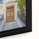 Extra large black wall art featuring a textured door design in colorful hues, framed canvas, ideal for living room decor.