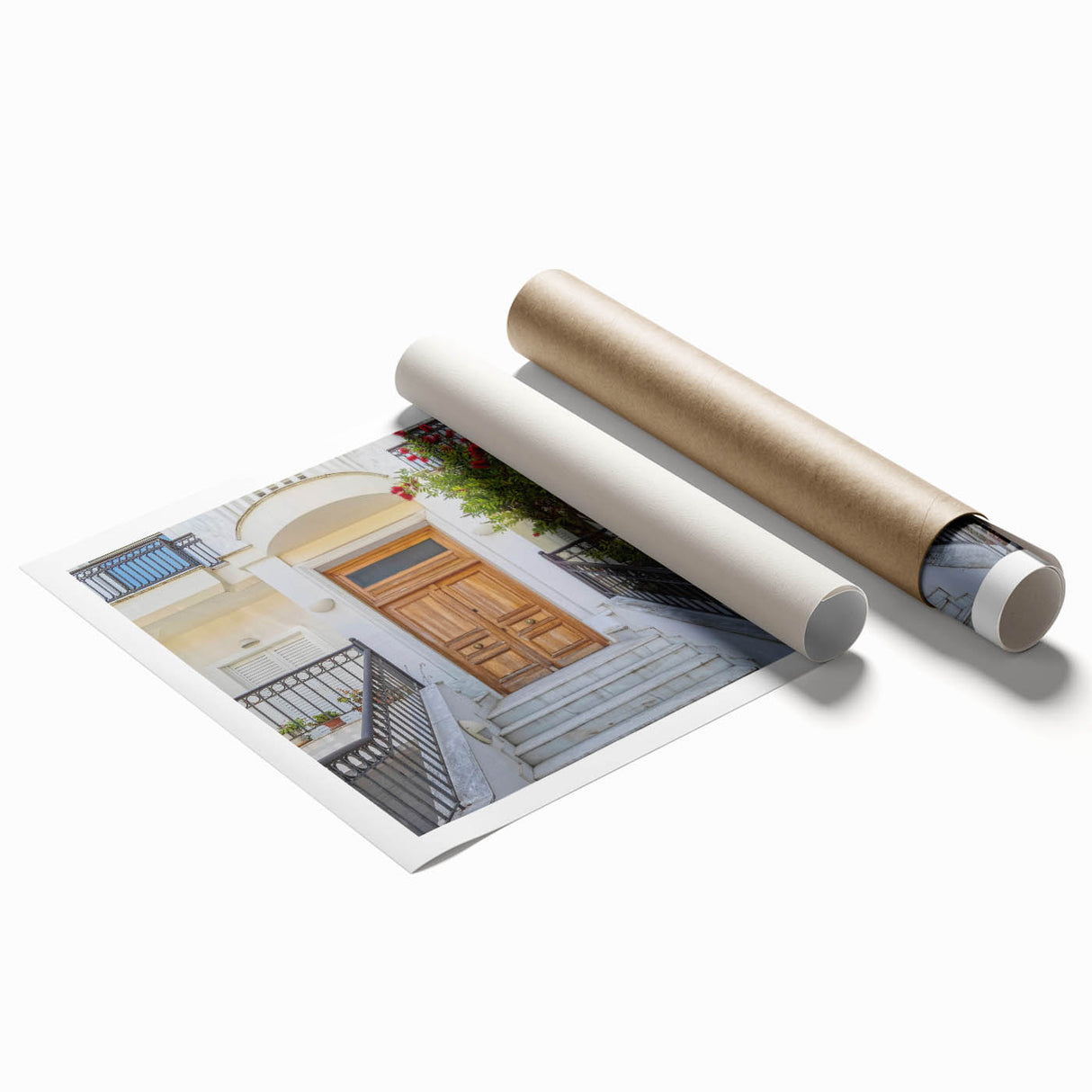 Extra large rolled print featuring a detailed floral design in soft pastel shades.