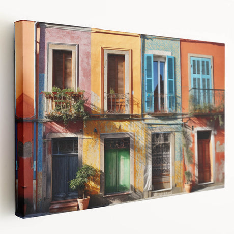 Large stretched canvas featuring a detailed architecture door design in muted earth tones, ideal for kitchen wall art.