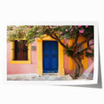 Extra large rolled print featuring a floral design on a door, in muted earth tones.