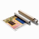 Extra large rolled print featuring a detailed floral design on a door, in muted earth tones.