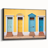 Black and white framed canvas featuring a vintage poster art style door design, ideal for bedroom wall decor.