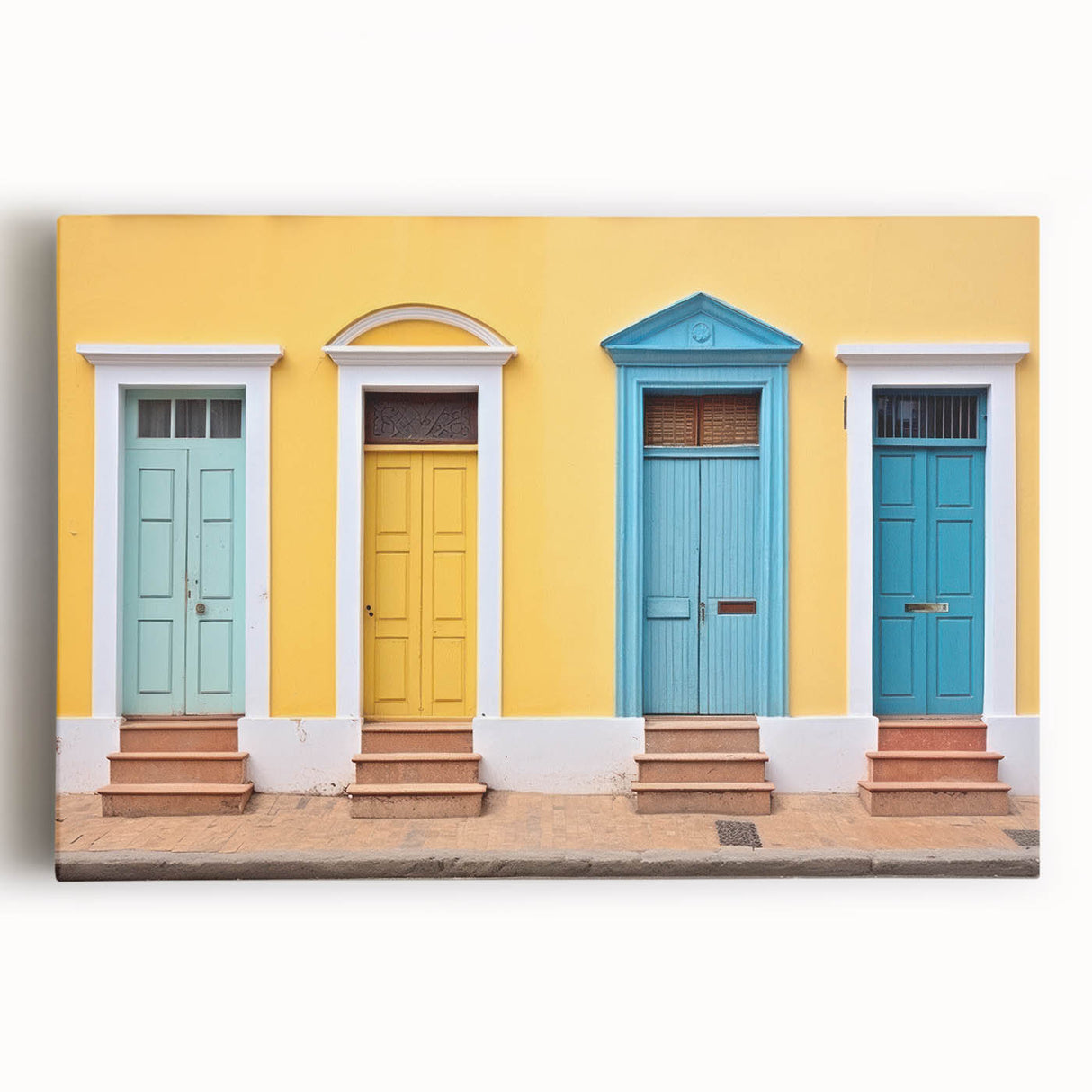 Black and white photo of an ornate door on stretched canvas, ideal for kitchen wall art.