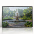 Large abstract wall art featuring a mid-century modernist fountain design in black and white, acrylic framed print.
