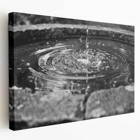 Large canvas print of a neoclassical fountain design in muted earth tones, suitable for kitchen wall art.