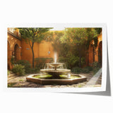 Extra large rolled print of a fountain design in muted gray tones, ideal for art wall dining room or classy bathroom.