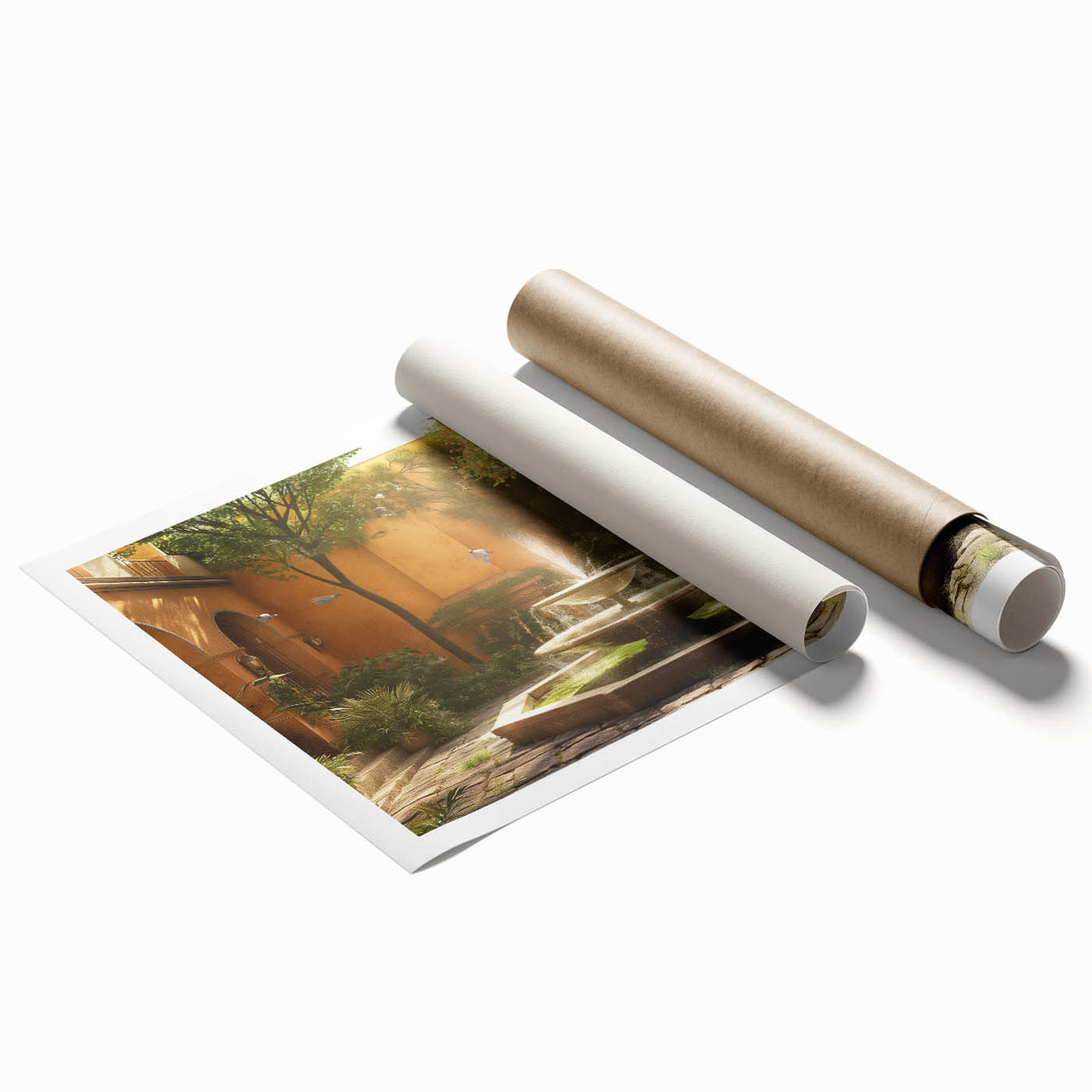 Extra large rolled print featuring a detailed floral design in soft pastel colors, ideal for classy bathroom wall art.