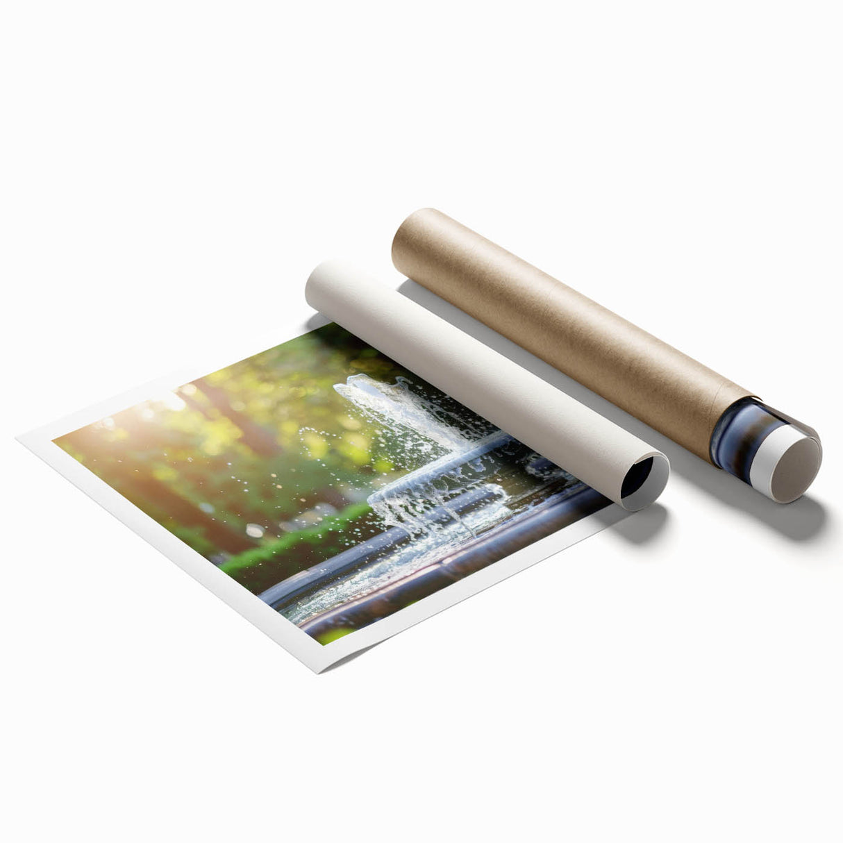 Extra large rolled print featuring a monochrome floral design, ideal for classy bathroom wall art.