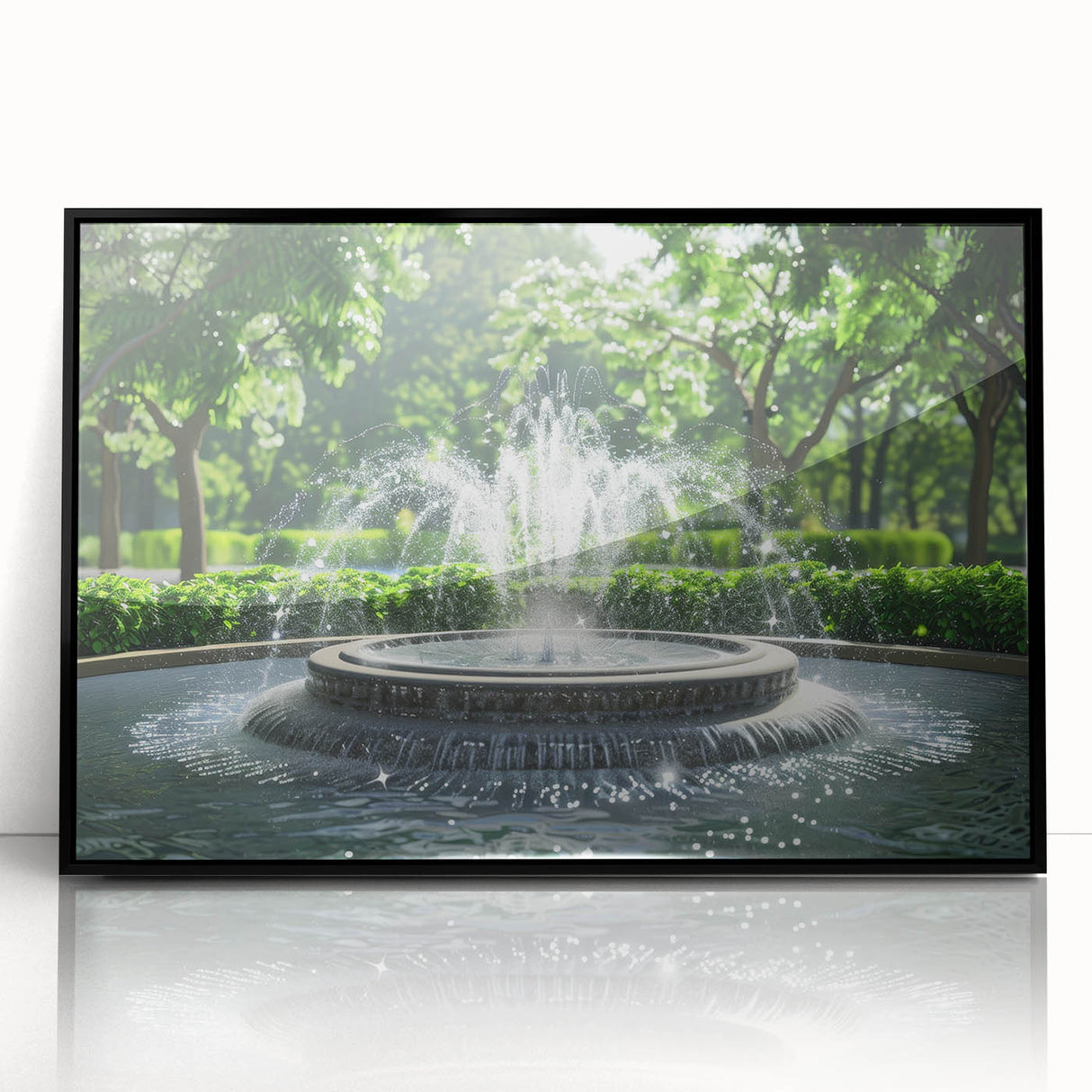 Large abstract wall art featuring a mid-century modernist design in black and white on a framed acrylic.