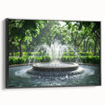 Black and white framed canvas of a vintage fountain design, ideal for bedroom wall decor.