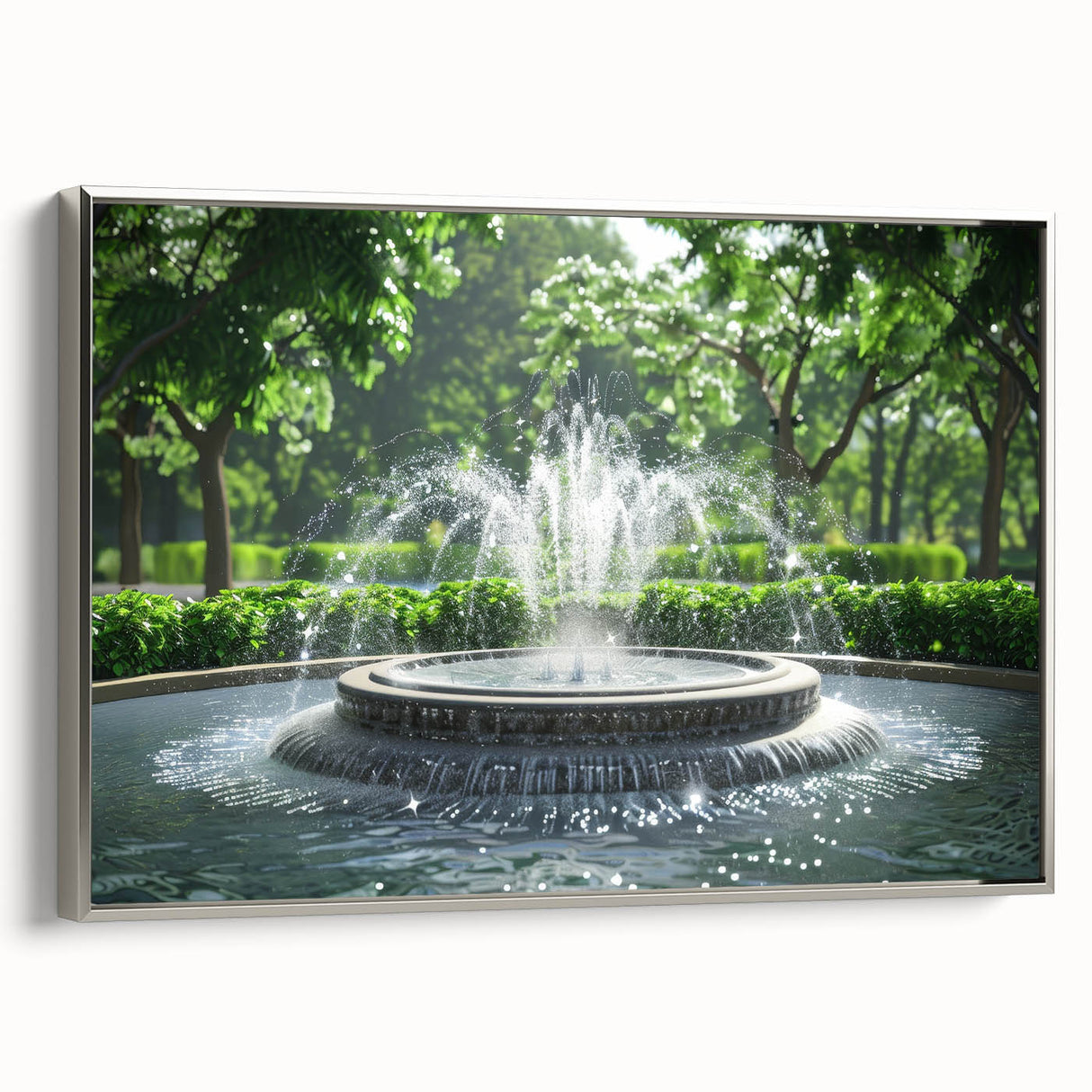 Framed canvas depicting a vintage landscape art painting with muted colors, ideal for office or living room decor.