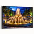 Black and white framed canvas featuring a vintage-style architectural fountain design, ideal for bedroom wall decor.