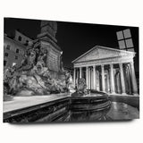 Large abstract wall art on acrylic glass depicting a modern fountain design in cool blue tones.