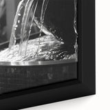 Extra large black wall art featuring a textured fountain design in colorful hues, framed canvas, ideal for living room decor.