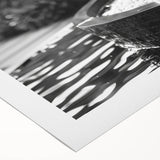 Art deco poster featuring an architectural fountain design in monochrome shades on rolled canvas.