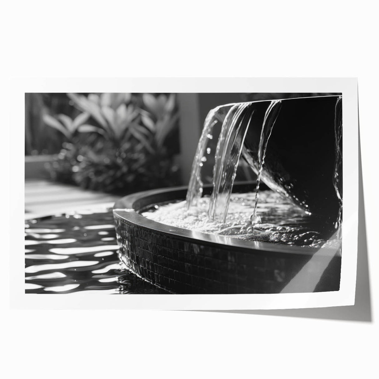 Extra large rolled print featuring a detailed floral and architectural fountain design in muted earth tones.