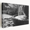 Large stretched canvas featuring a detailed architectural fountain design in monochrome, ideal for kitchen wall art.