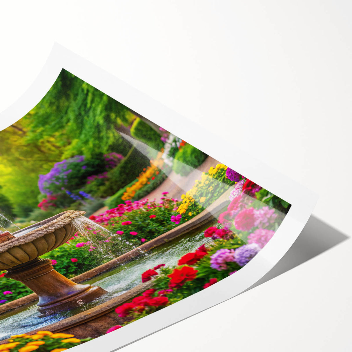 Extra large rolled print featuring line art flowers in monochrome, ideal for large living room wall art.
