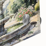 Large abstract wall art featuring mid-century modernist design on acrylic glass, with a blend of cool gray and blue tones.