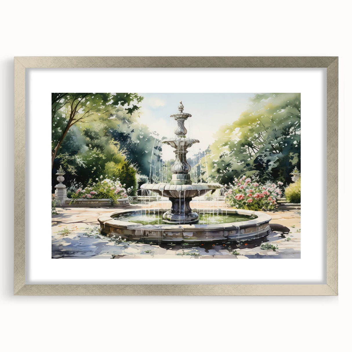 Textured abstract art print featuring swirling gray and white patterns, framed in silver, ideal for bedroom decor.