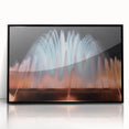 Large abstract wall art depicting geometric shapes in bold black and white, framed in black acrylic.