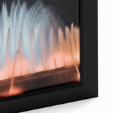 Black and white framed canvas featuring a vintage poster of architectural fountain design, ideal for bedroom wall decor.