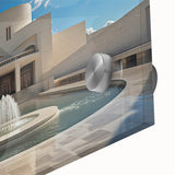 Mid-century modernist large abstract wall art on acrylic glass, featuring geometric shapes in earth tones.