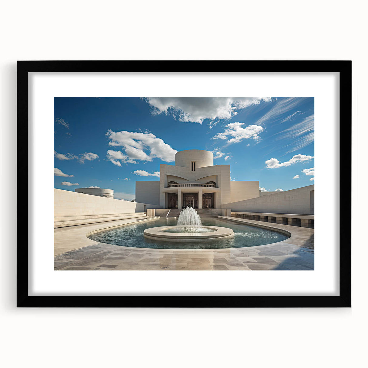 Extra large abstract art print featuring a colorful, textured fountain design on a black framed canvas.