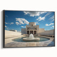 Black and white framed canvas of a vintage landscape with a fountain design, suitable for bedroom wall decor.