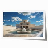 Extra large rolled print of a classical fountain design with floral elements, ideal for dining room wall art.