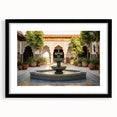 Extra large abstract art print featuring a colorful, textured depiction of a fountain, framed in black.