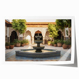 Extra large rolled print featuring an architectural fountain design in muted gray tones, ideal for art wall dining room.