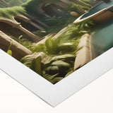 Art deco poster featuring an architectural fountain design in muted gray tones on rolled canvas.