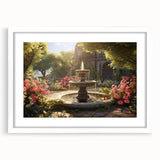 Abstract art print featuring geometric shapes in muted gray and blue tones on a white framed canvas.