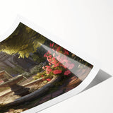 Extra large wall art featuring line art flowers in black on a white background, rolled print format.