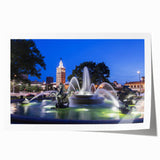 Extra large rolled print of a floral fountain design in soft pastel shades, ideal for dining room wall art.