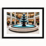 Extra large abstract art print featuring a colorful, textured fountain design on a black framed canvas.