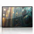 Large abstract wall art on acrylic, featuring black and white geometric shapes, framed, ideal for modern art wall decor.