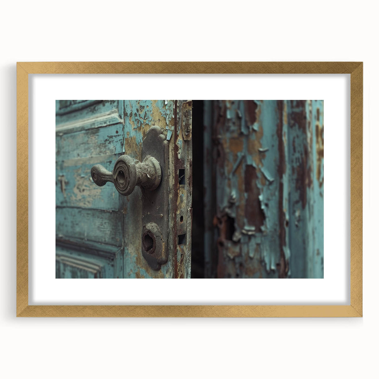 Textured abstract art print in gold and beige tones on a framed canvas, suitable for bedroom decor.