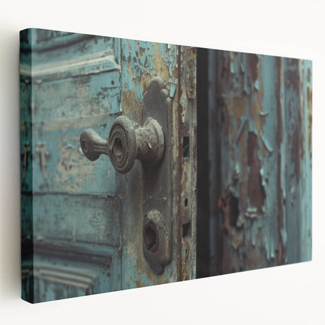Large stretched canvas featuring a detailed architectural hardware design in monochrome, ideal for kitchen wall art.