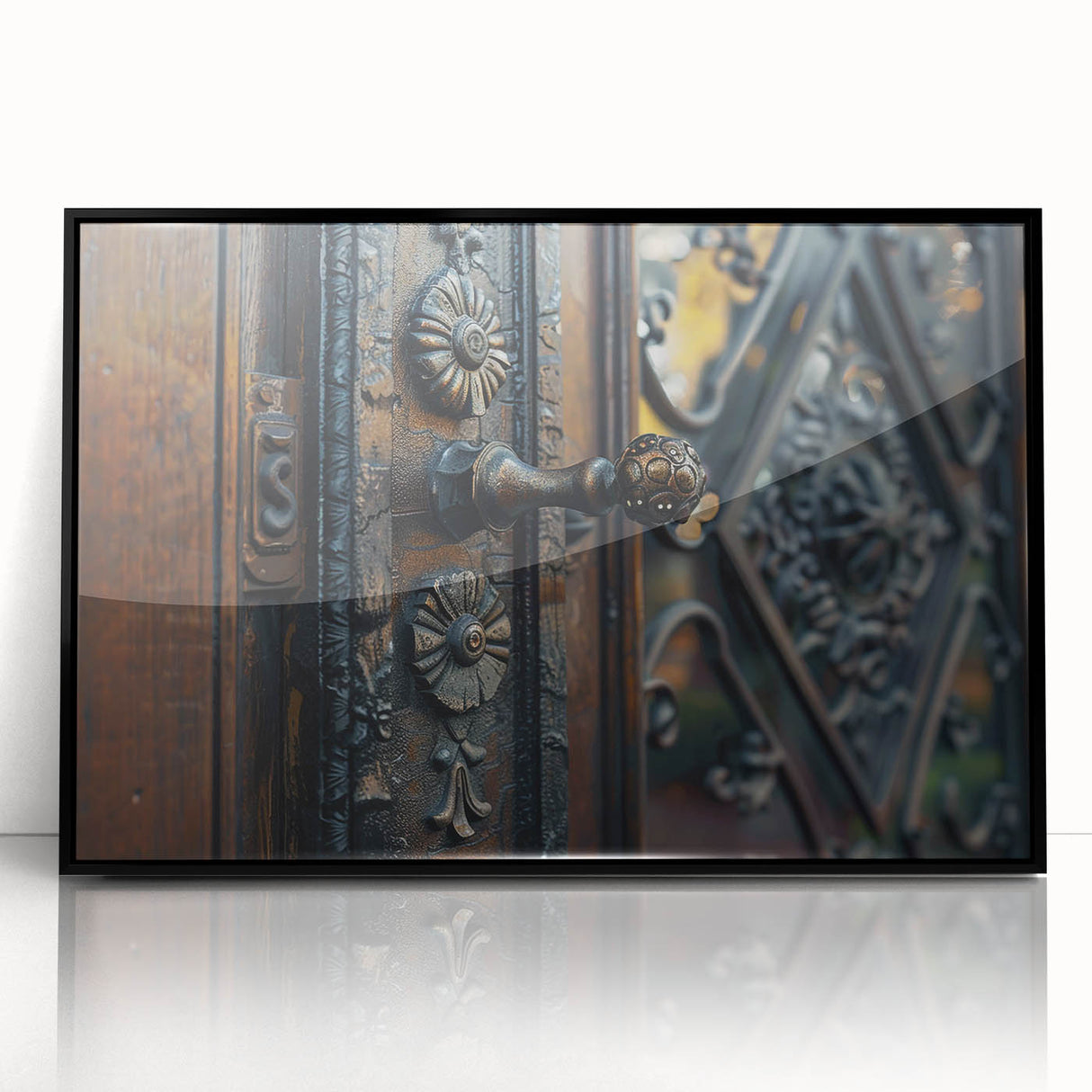 Large abstract wall art featuring geometric shapes in black and white, framed in acrylic, ideal for modern art wall decor.