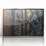 Art Deco poster featuring geometric patterns in silver and black on acrylic, ideal for modern art wall decor or a nursery.