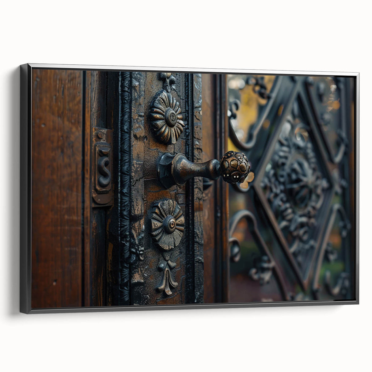 Black and white vintage poster art of a cityscape on framed canvas, suitable for bedroom decor.
